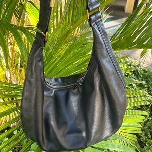 MADEWELL black leather The Essential Curve hobo Shoulder Bag purse